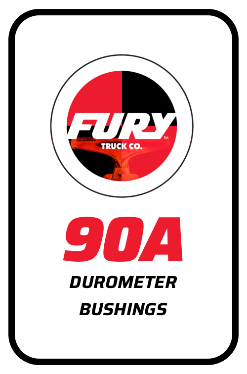 Picture of a label saying 90A durometer bushings