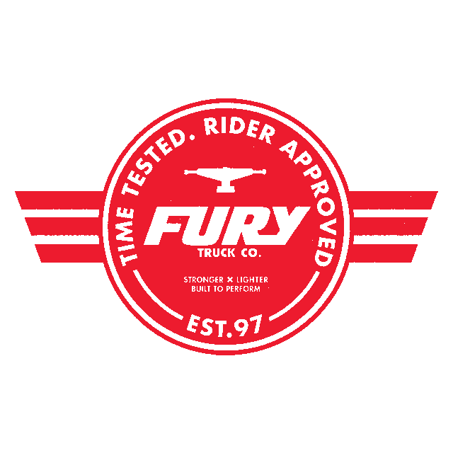 Picture of a red seal saying 'Time-tested, rider approved. Fury Truck Co.'